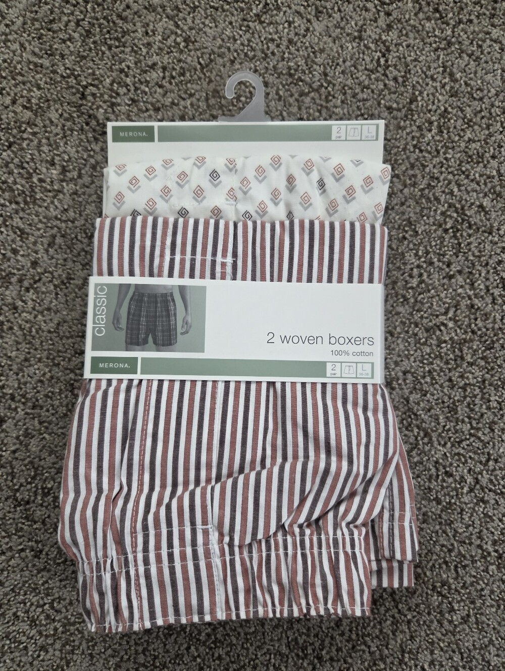 Merona 2 Pair Woven Cotton Boxer Shorts Underwear L.